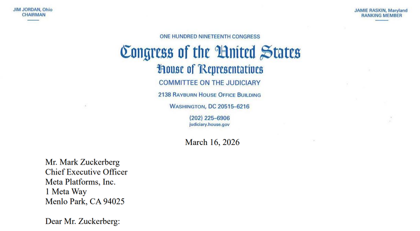 Quick take - U.S. House member reiletates a subpoena is required to Zuckerberg, March 16, 2026